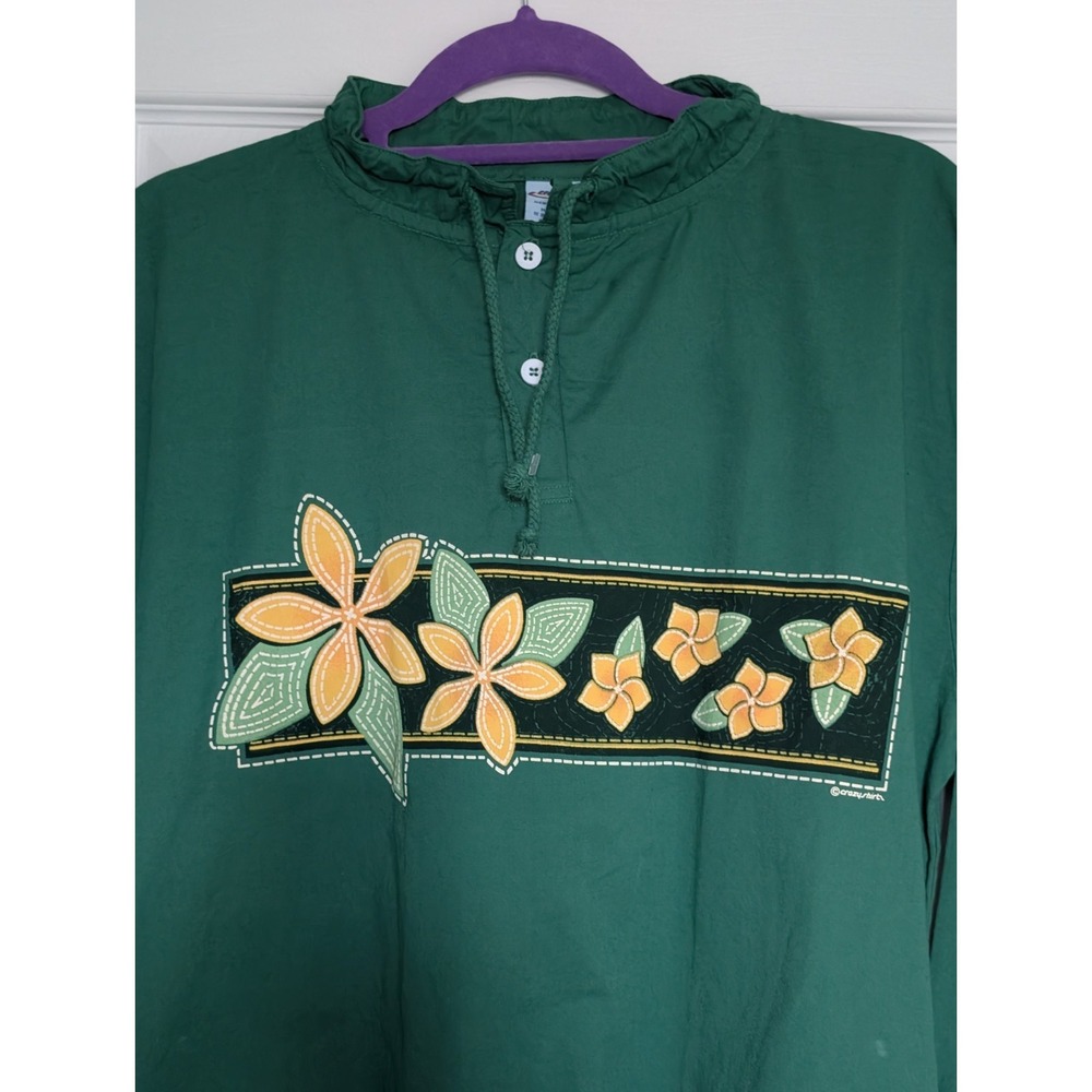 NEW Crazy Shirts Hawaiian Pullover Shirt Lightweight Shacket Green Dyed Small - Picture 9 of 16